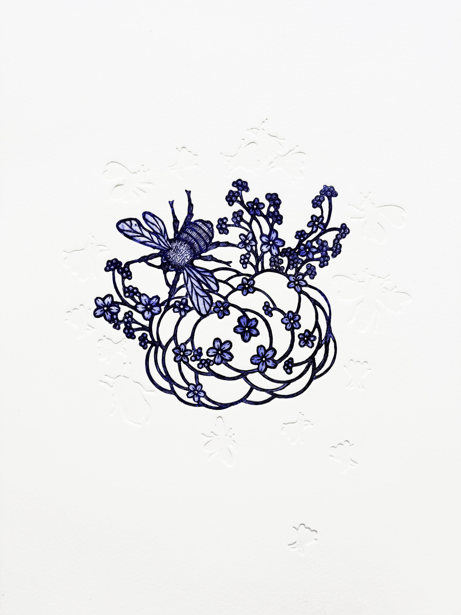 art - gravure - haute voltige-Michael Cailloux - bleu