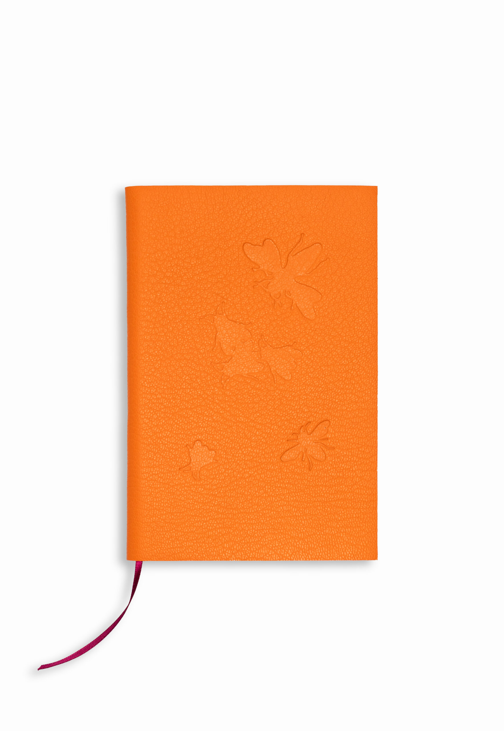 carnet d'art - L'encre des jours - Reine taïvran - Michaël Cailloux - cuir embossé - couture main - fil de lin - orange