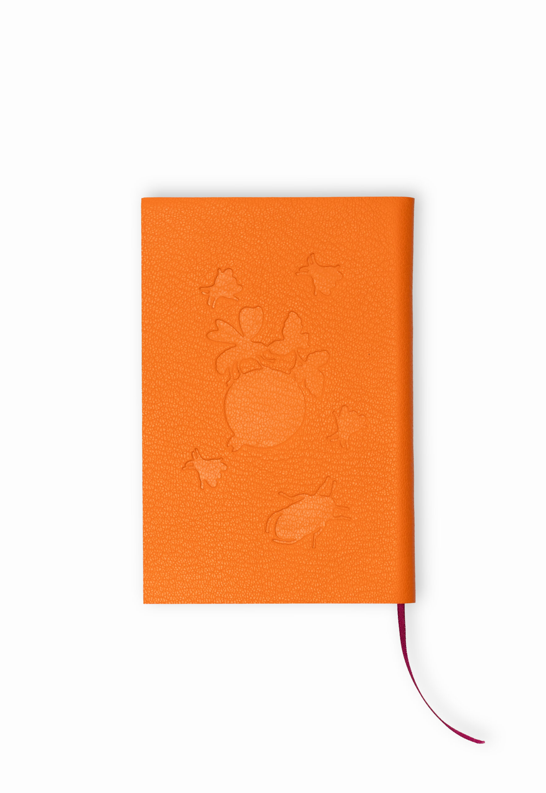 carnet d'art - L'encre des jours - Reine taïvran - Michaël Cailloux - cuir embossé - couture main - fil de lin - orange