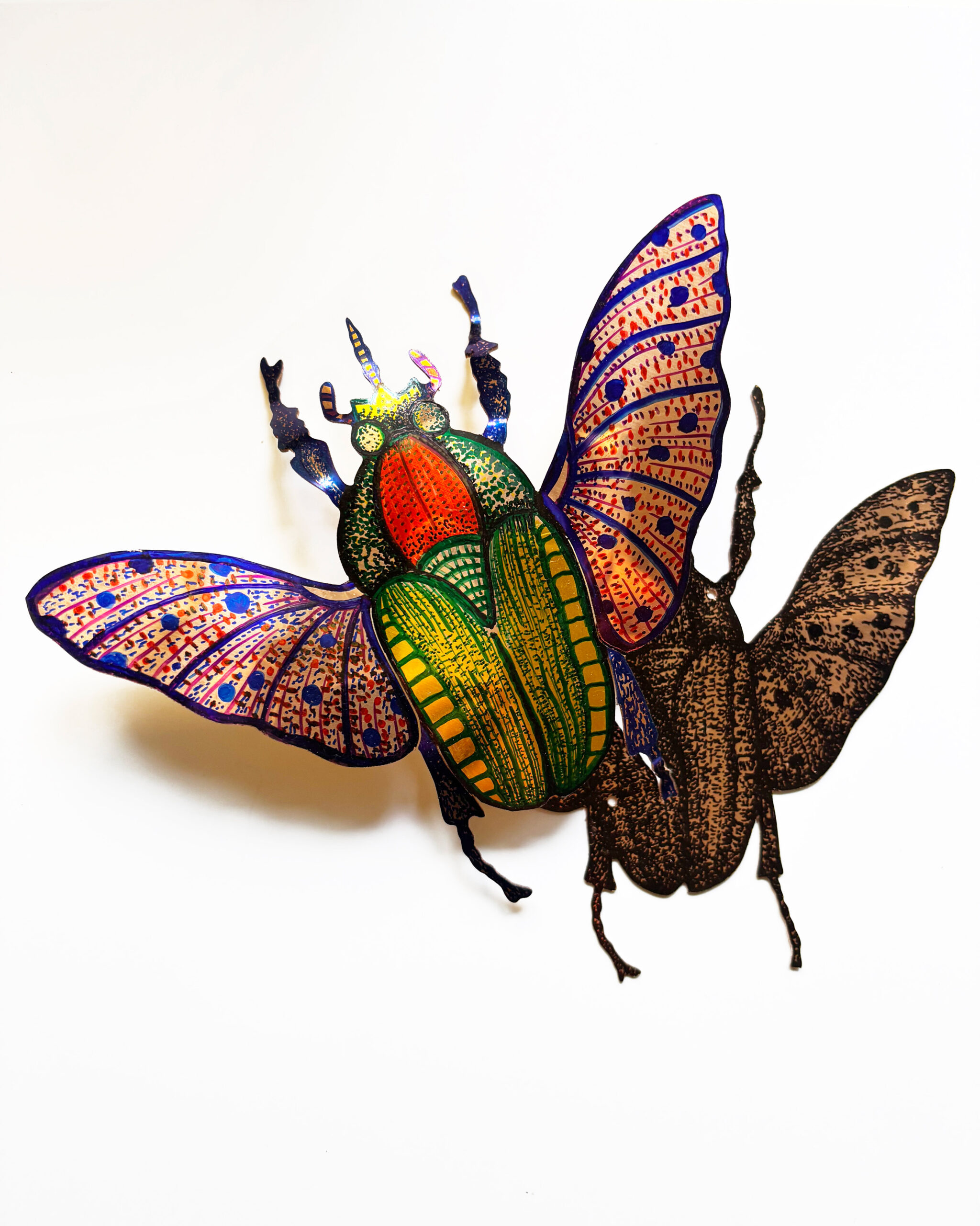 flatteuse-michael cailloux- sculpture-dessin sur cuivre et ciselage