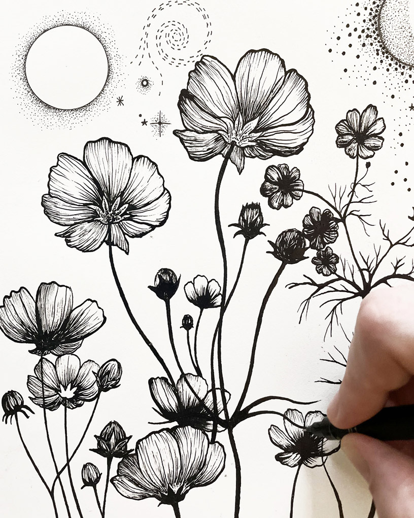 Carnet de voyage Venise Dessin original au feutre, 2020