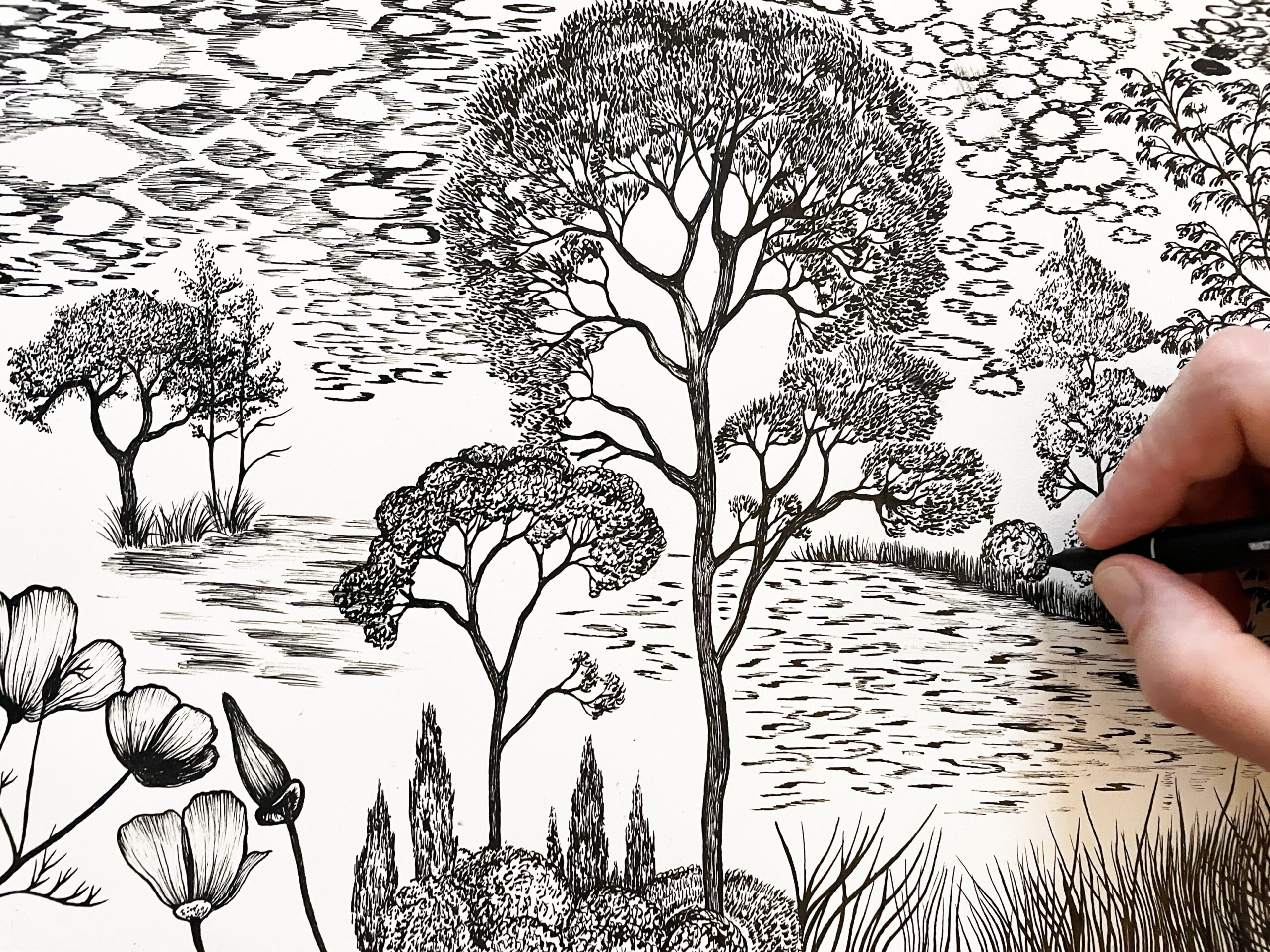 Carnet de voyage Venise Dessin original au feutre, 2020