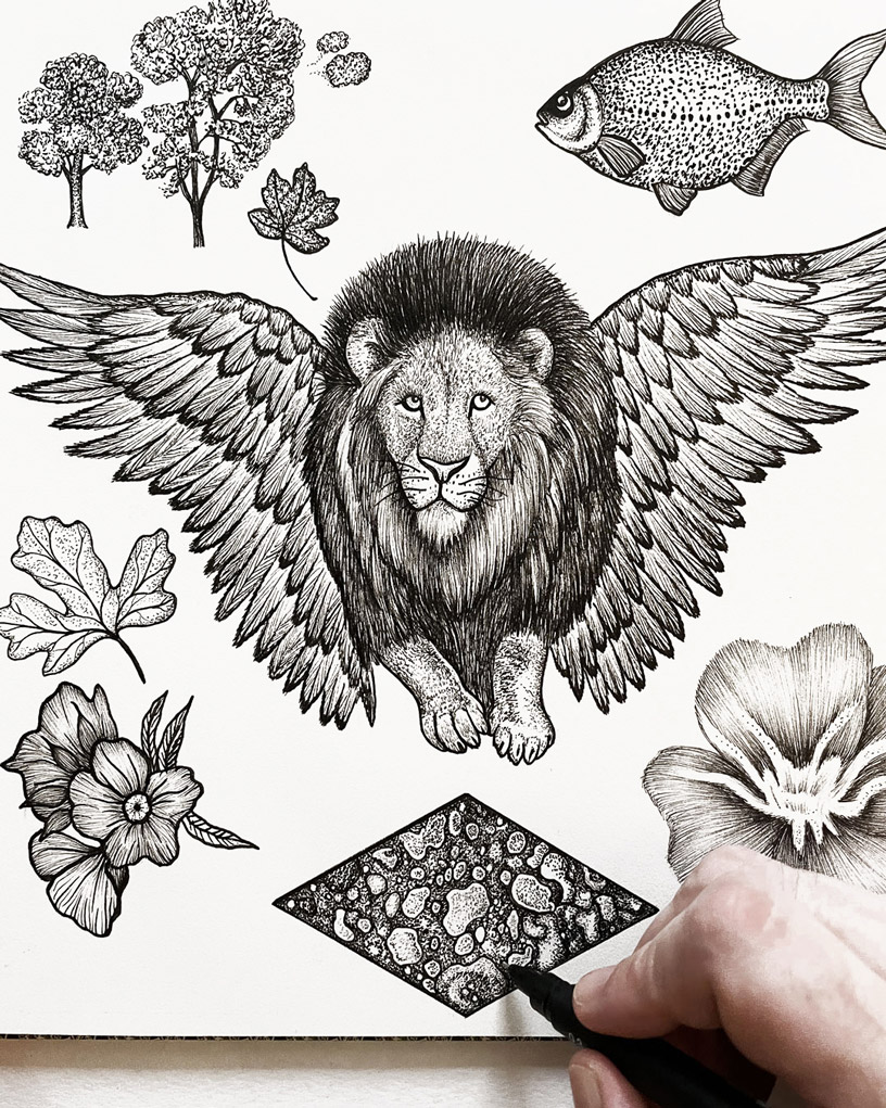 Carnet de voyage Venise Dessin original au feutre, 2020