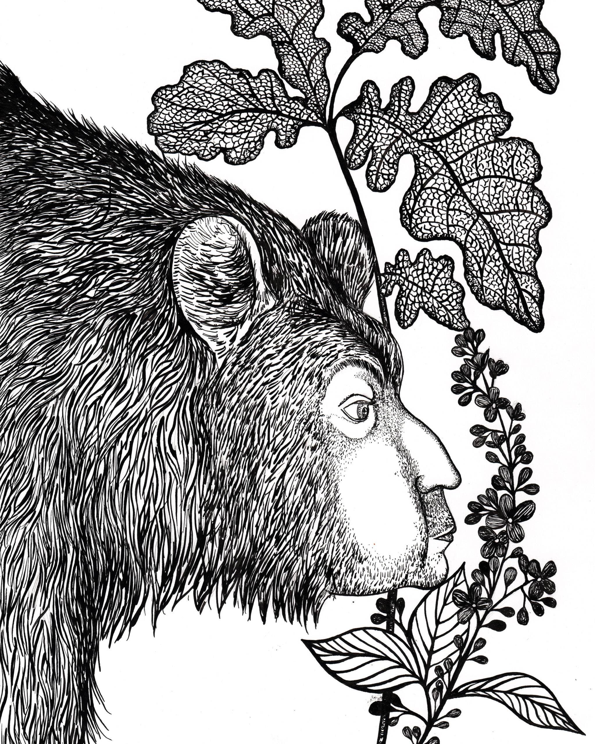 Portrait chinois Portrait de famille Dessin original à l’encre de chine