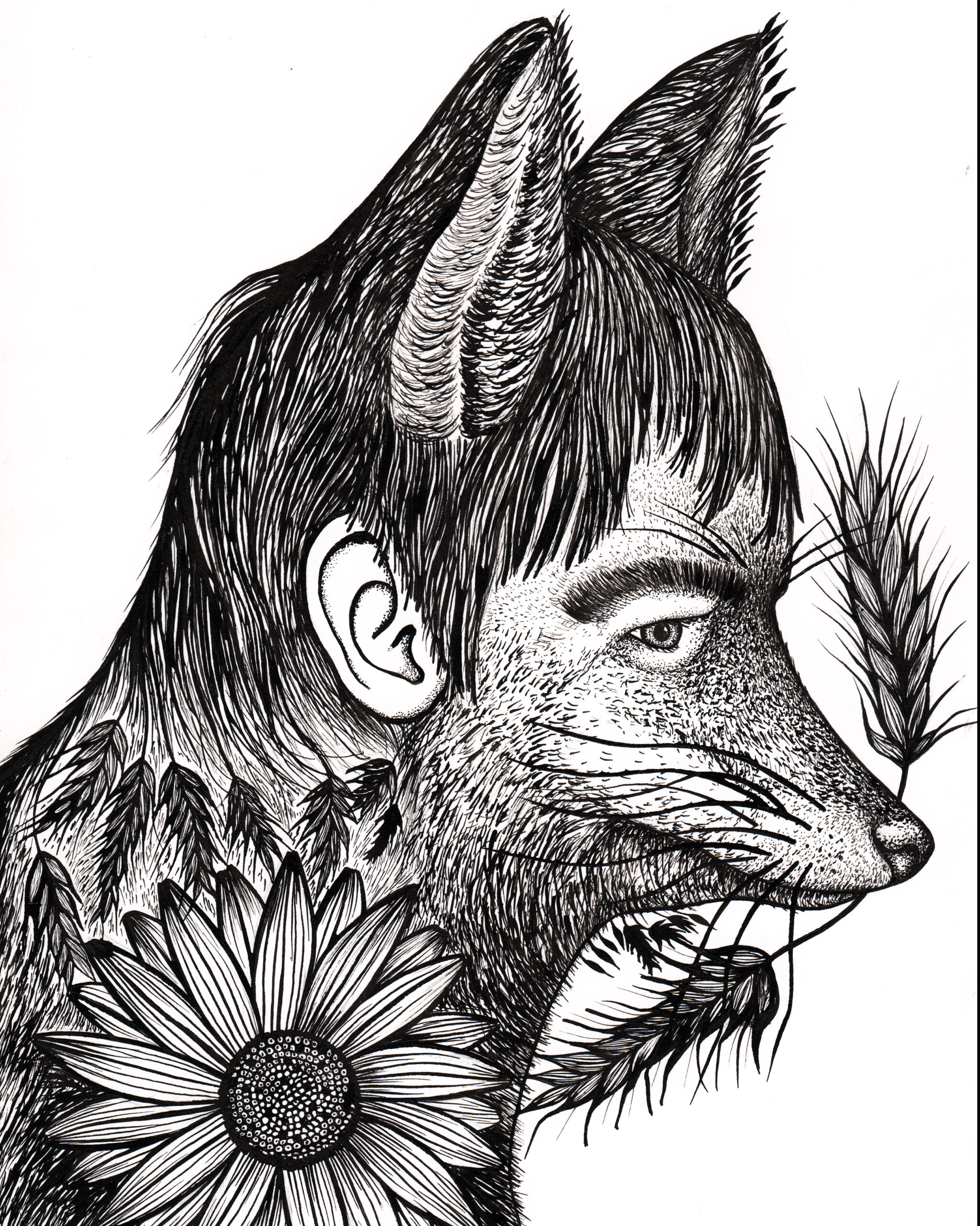 Portrait chinois Portrait de famille Dessin original à l’encre de chine