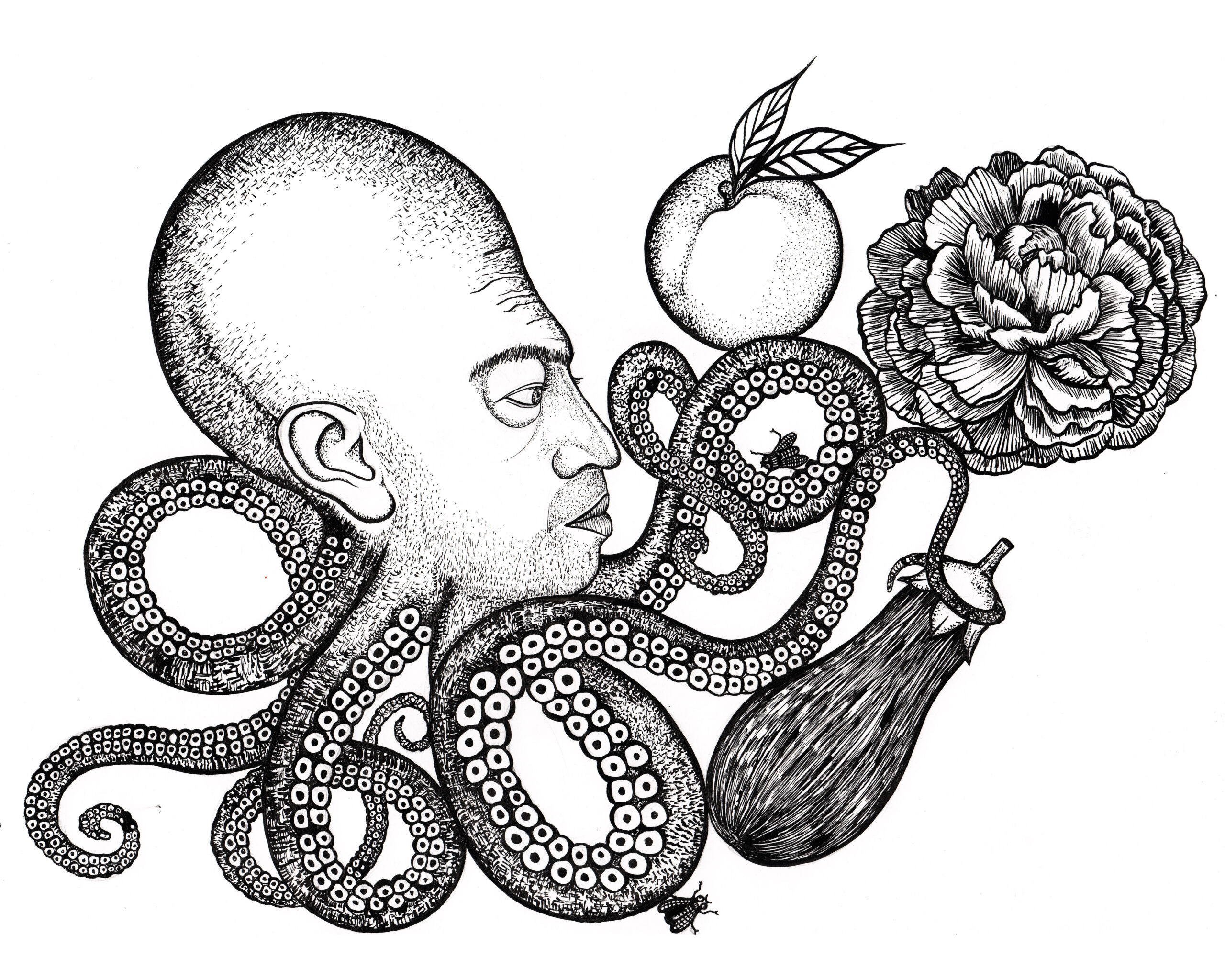 Portrait chinois Portrait de famille Dessin original à l’encre de chine