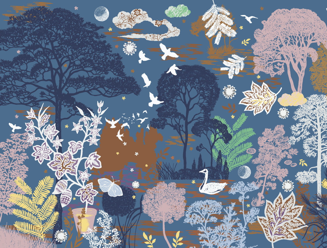 decor-panoramique-Toile-de-vie-Michael Cailloux-bleu