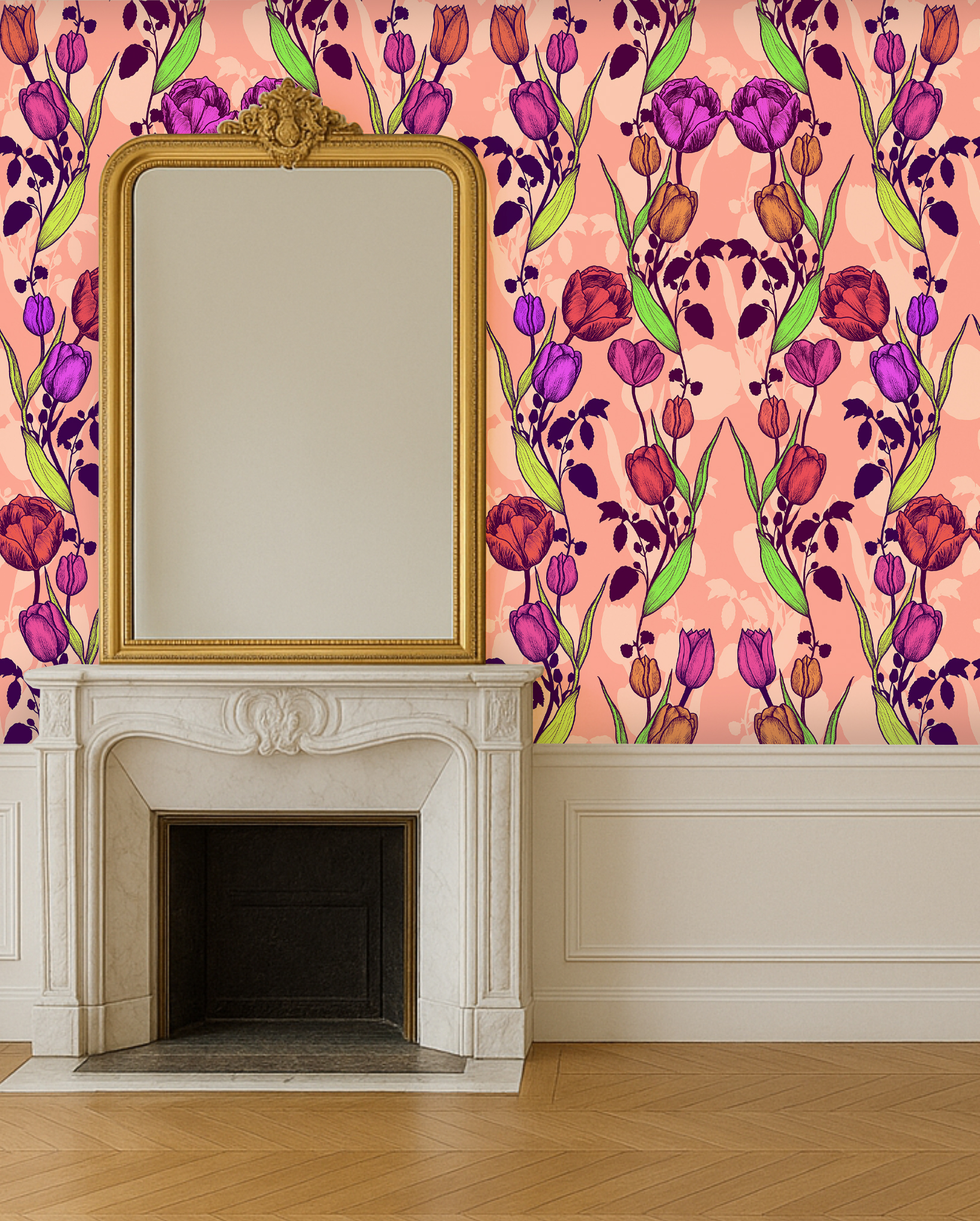 papier peint-le champ de tulipe - Michaël Cailloux