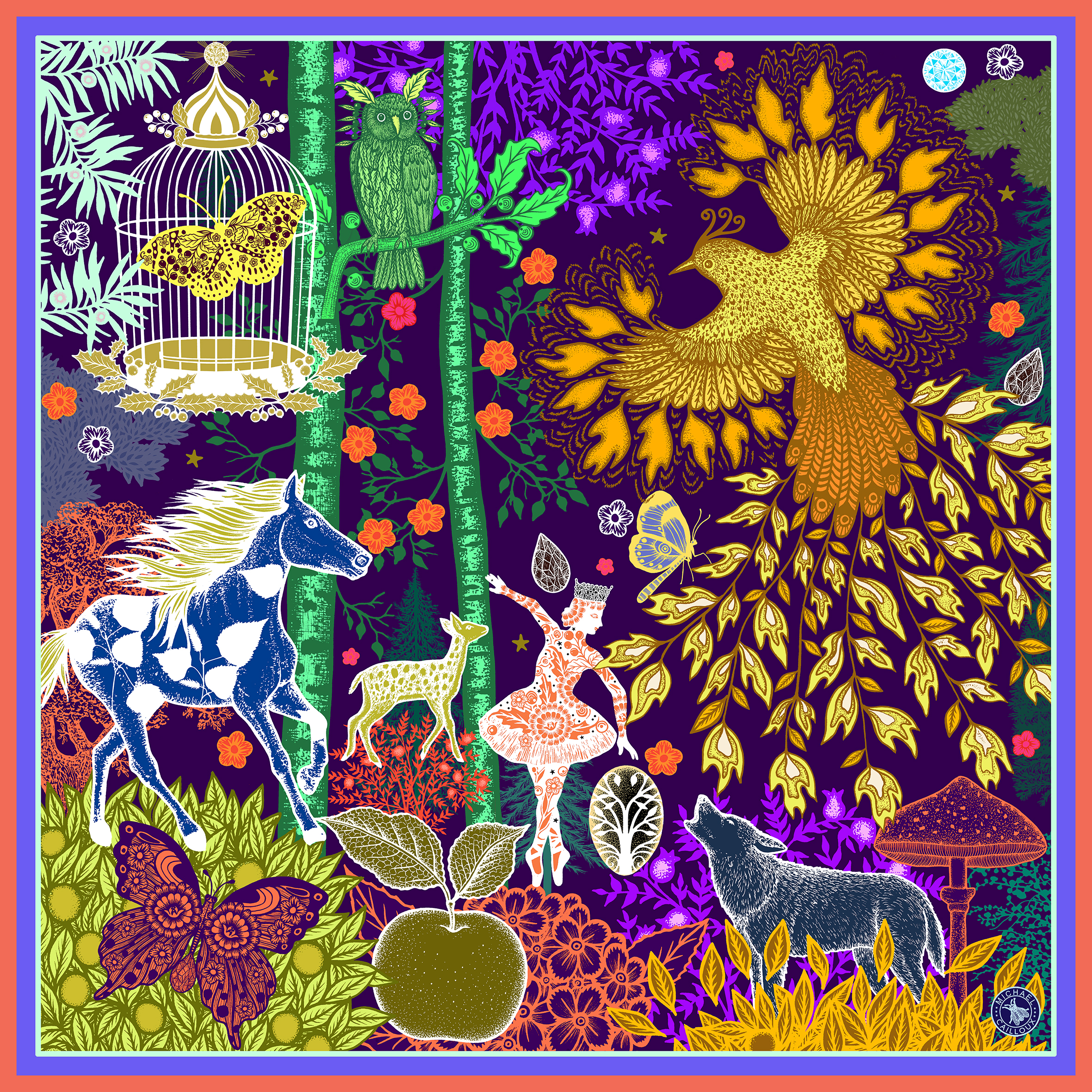 design-il était une fois-2020 Michael Cailloux-foulard-carré-de- soie
